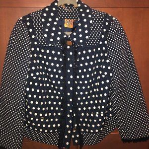Tory Burch cotton navy and white polka dot jacket